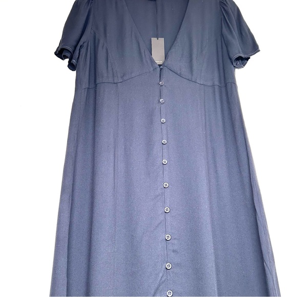 Monrow Black Button Up Flutter Sleeve Lightweight Maxi Dress - Picture 4 of 6